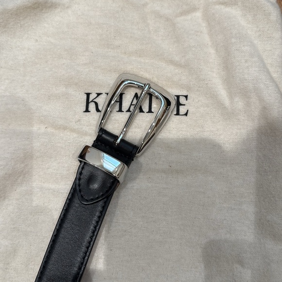 KHAITE Black Leather Belt with Silver Buckle - Picture 2 of 4
